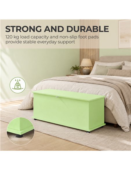 HOMCOM 114L Large Storage Chest, Green Bench Trunk with Safety Hinge for Bedroom, Living Room & Entryway - pic 211153 | FastDaddyshop