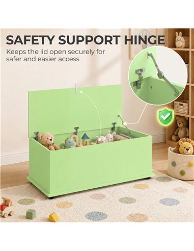 HOMCOM 114L Large Storage Chest, Green Bench Trunk with Safety Hinge for Bedroom, Living Room & Entryway