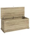 HOMCOM Large 114L Storage Chest Grey Wood Bench Trunk with Safety Lid for Bedroom Hallway and Living Room 100 x 40 x 40cm