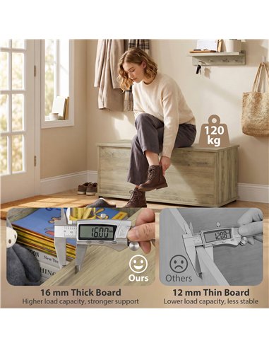 HOMCOM Large 114L Storage Chest Grey Wood Bench Trunk with Safety Lid for Bedroom Hallway and Living Room 100 x 40 x 40cm
