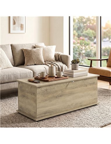 HOMCOM Large 114L Storage Chest Grey Wood Bench Trunk with Safety Lid for Bedroom Hallway and Living Room 100 x 40 x 40cm