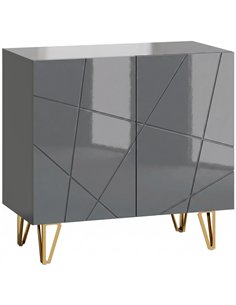 HOMCOM Modern Luxe High Gloss Sideboard, with Hairpin Legs - Grey
