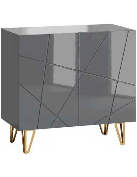 HOMCOM Modern Luxe High Gloss Sideboard, with Hairpin Legs - Grey - pic 211167 | FastDaddyshop