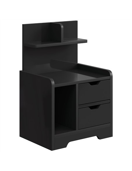 HOMCOM Bedside Table, Small Bedside Cabinet with 2 Drawers and Storage Shelves for Bedroom, Black Wood Effect - pic 211176 | FastDaddyshop