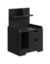 HOMCOM Bedside Table, Small Bedside Cabinet with 2 Drawers and Storage Shelves for Bedroom, Black Wood Effect