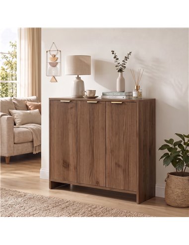 HOMCOM Sideboard Cabinet, Modern Storage Cabinet with 3 Doors and Adjustable Shelves for Living Room, Dining Room, Brown