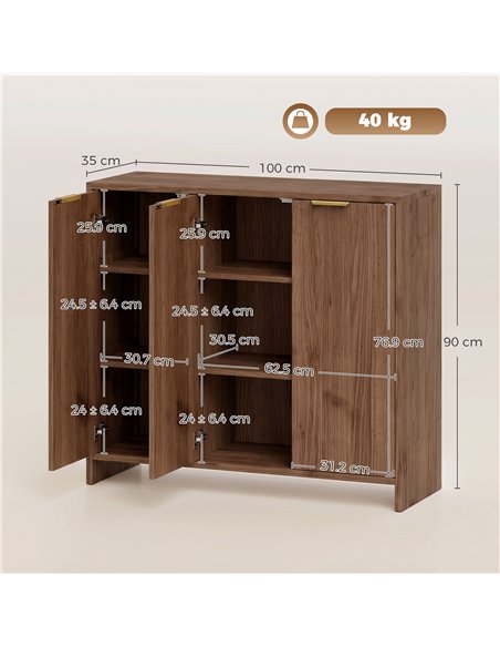 HOMCOM Sideboard Cabinet, Modern Storage Cabinet with 3 Doors and Adjustable Shelves for Living Room, Dining Room, Brown - pic 211187 | FastDaddyshop