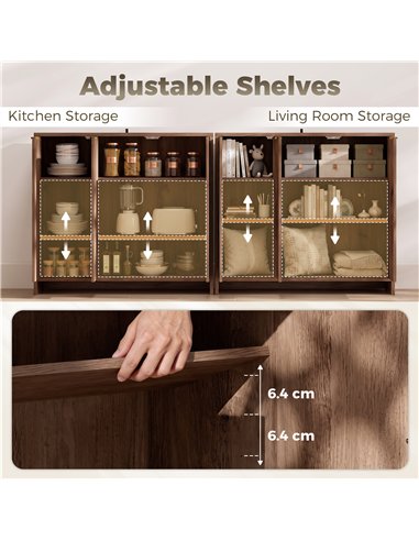 HOMCOM Sideboard Cabinet, Modern Storage Cabinet with 3 Doors and Adjustable Shelves for Living Room, Dining Room, Brown