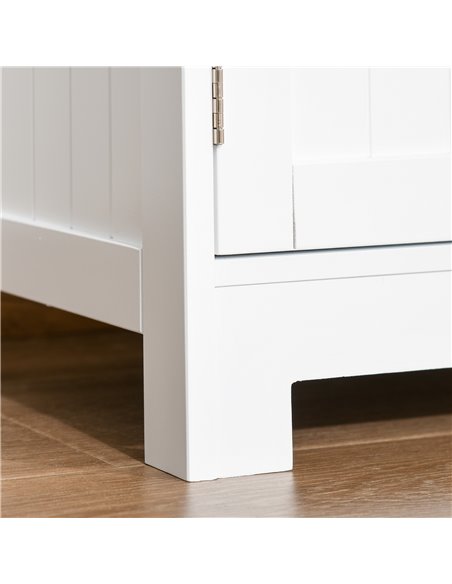 Kleankin Bathroom Floor Storage Cabinet with Tempered Glass Doors, Adjustable Shelf, White - pic 21119 | FastDaddyshop