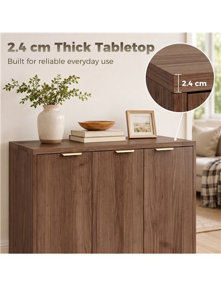 HOMCOM Sideboard Cabinet, Modern Storage Cabinet with 3 Doors and Adjustable Shelves for Living Room, Dining Room, Brown - pic 211190 | FastDaddyshop