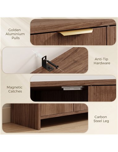 HOMCOM Sideboard Cabinet, Modern Storage Cabinet with 3 Doors and Adjustable Shelves for Living Room, Dining Room, Brown