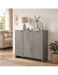 HOMCOM Sideboard Cabinet, Modern Storage Cabinet with 3 Doors and Adjustable Shelves for Living Room, Dining Room, Grey 2