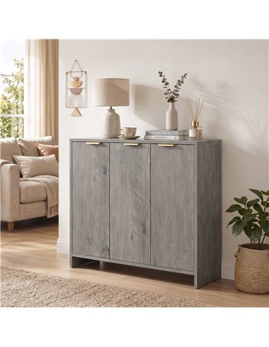 HOMCOM Sideboard Cabinet, Modern Storage Cabinet with 3 Doors and Adjustable Shelves for Living Room, Dining Room, Grey
