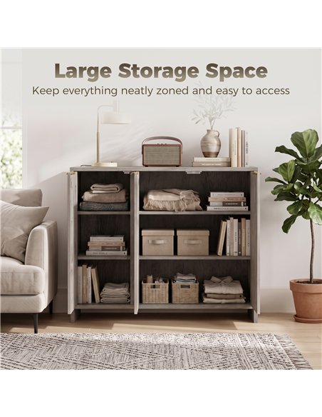 HOMCOM Sideboard Cabinet, Modern Storage Cabinet with 3 Doors and Adjustable Shelves for Living Room, Dining Room, Grey - pic 211197 | FastDaddyshop