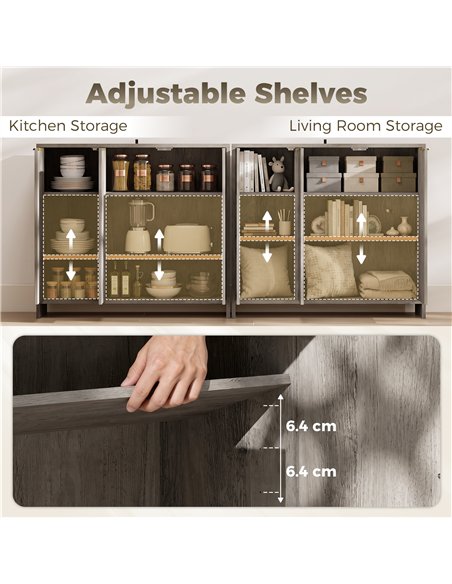 HOMCOM Sideboard Cabinet, Modern Storage Cabinet with 3 Doors and Adjustable Shelves for Living Room, Dining Room, Grey - pic 211198 | FastDaddyshop