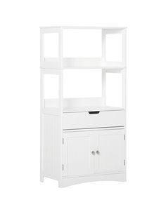Kleankin Bathroom Free Standing Cabinet with Shelves, Drawer, Doors, White