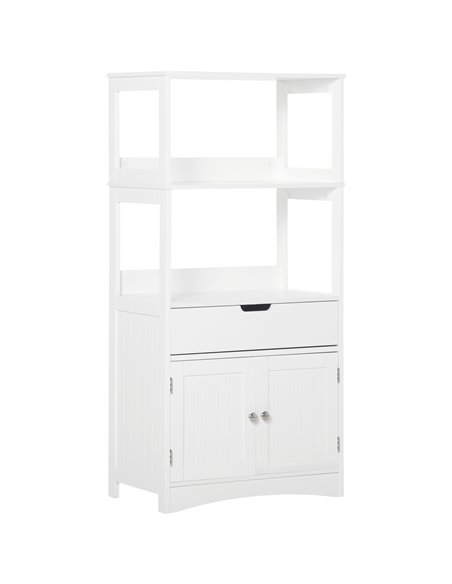 Kleankin Bathroom Free Standing Cabinet with Shelves, Drawer, Doors, White - pic 21120 | FastDaddyshop