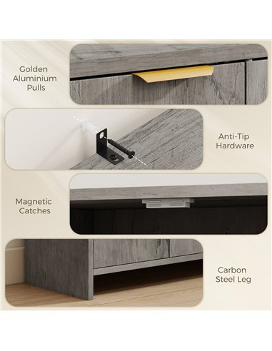 HOMCOM Sideboard Cabinet, Modern Storage Cabinet with 3 Doors and Adjustable Shelves for Living Room, Dining Room, Grey