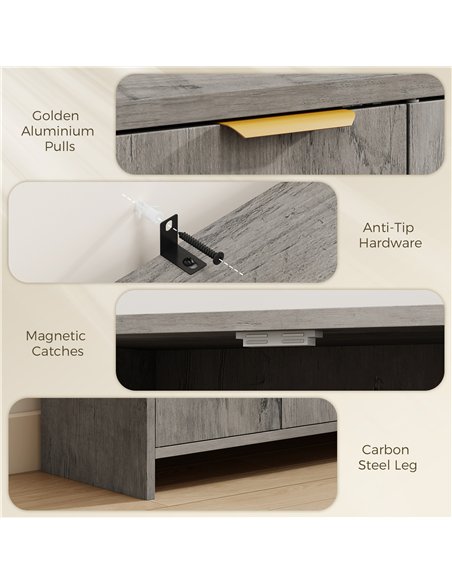 HOMCOM Sideboard Cabinet, Modern Storage Cabinet with 3 Doors and Adjustable Shelves for Living Room, Dining Room, Grey - pic 211200 | FastDaddyshop