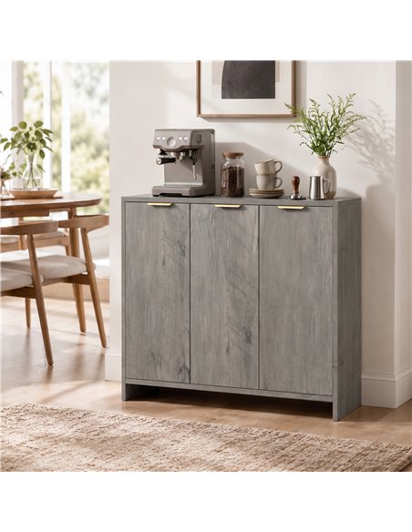 HOMCOM Sideboard Cabinet, Modern Storage Cabinet with 3 Doors and Adjustable Shelves for Living Room, Dining Room, Grey - pic 211201 | FastDaddyshop