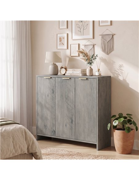 HOMCOM Sideboard Cabinet, Modern Storage Cabinet with 3 Doors and Adjustable Shelves for Living Room, Dining Room, Grey - pic 211202 | FastDaddyshop