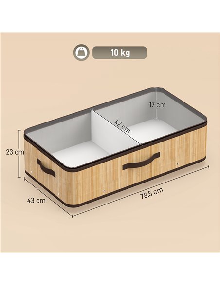 HOMCOM 60L Under Bed Storage with Wheels Pack of 2, Underbed Storage Box with Clear Lid Cover and Reinforced Handle, Natural - pic 211205 | FastDaddyshop