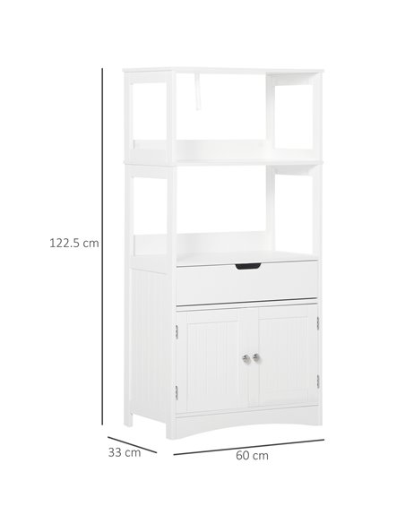Kleankin Bathroom Free Standing Cabinet with Shelves, Drawer, Doors, White - pic 21122 | FastDaddyshop
