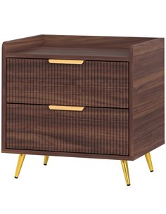 HOMCOM Elegant Two-Drawer Bedside Table - Walnut Brown