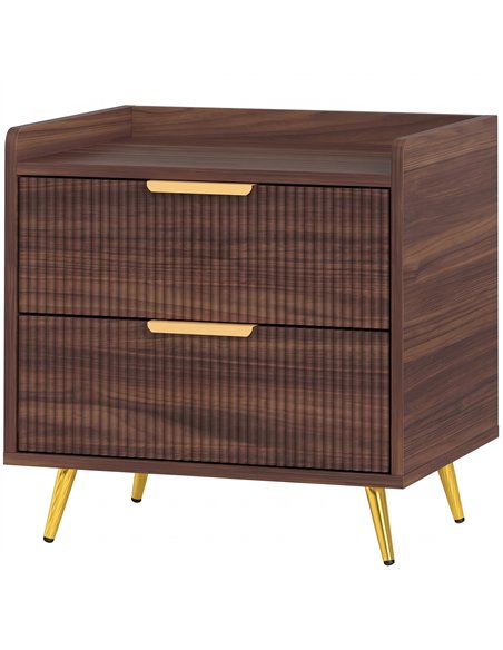 HOMCOM Elegant Two-Drawer Bedside Table - Walnut Brown - pic 211230 | FastDaddyshop