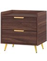 HOMCOM Elegant Two-Drawer Bedside Table - Walnut Brown