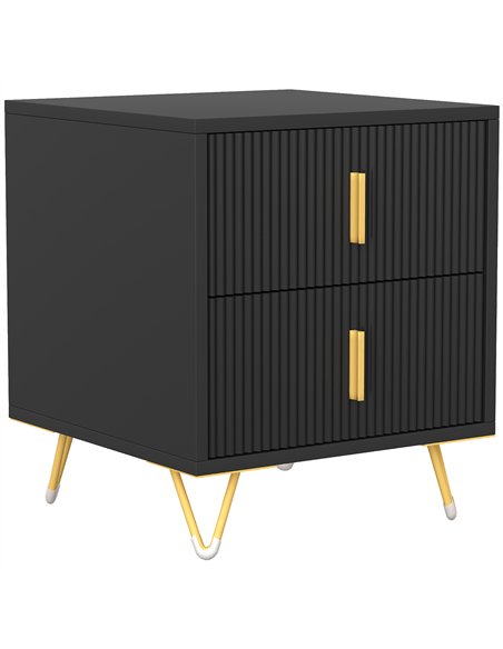 HOMCOM Elegant Fluted Bedside Table - Black/Gold-Tone - pic 211239 | FastDaddyshop