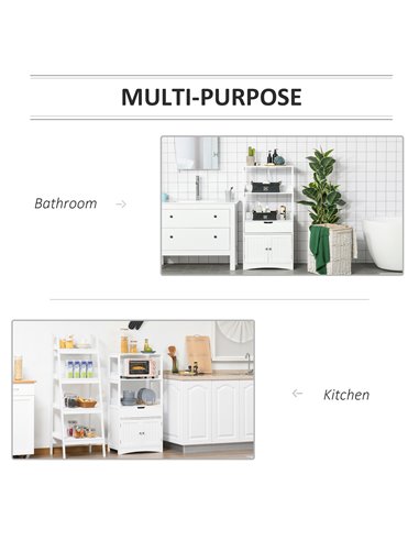 Kleankin Bathroom Free Standing Cabinet with Shelves, Drawer, Doors, White