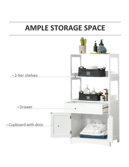 Kleankin Bathroom Free Standing Cabinet with Shelves, Drawer, Doors, White - pic 21125 | FastDaddyshop