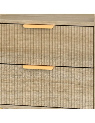 HOMCOM Bedside Table with 2 Drawers, Side End Table with Metal Legs for Bedroom, Living Room, Natural Wood Finish