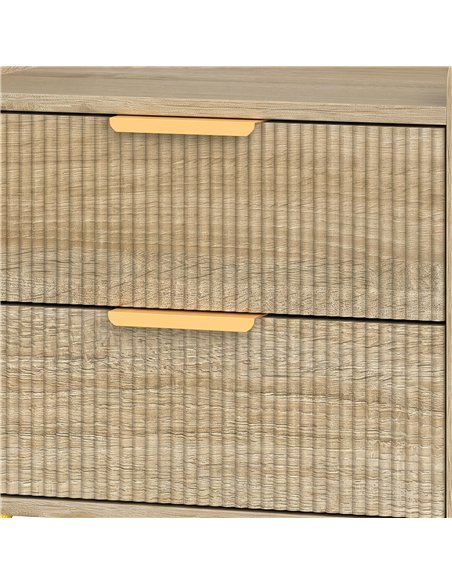 HOMCOM Bedside Table with 2 Drawers, Side End Table with Metal Legs for Bedroom, Living Room, Natural Wood Finish - pic 211256 | FastDaddyshop