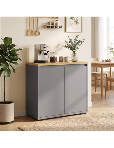 HOMCOM Kitchen Sideboard, Storage Cabinet with Double Doors and Adjustable Shelf for Living Room, Entryway, Grey