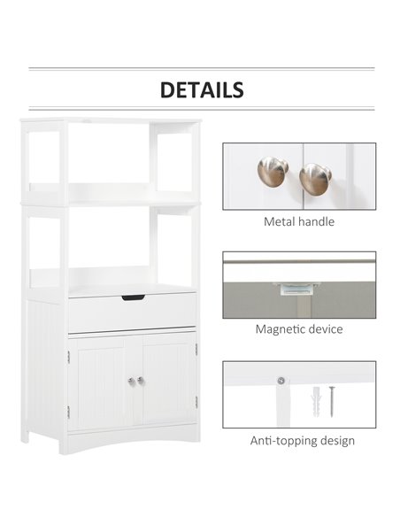 Kleankin Bathroom Free Standing Cabinet with Shelves, Drawer, Doors, White - pic 21126 | FastDaddyshop
