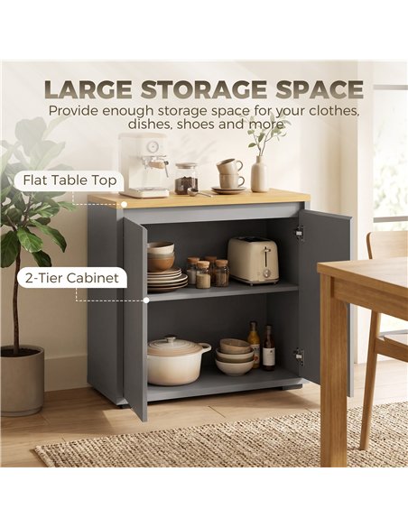 HOMCOM Kitchen Sideboard, Storage Cabinet with Double Doors and Adjustable Shelf for Living Room, Entryway, Grey - pic 211260 | FastDaddyshop