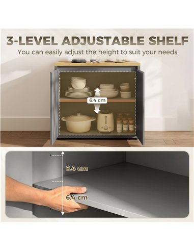 HOMCOM Kitchen Sideboard, Storage Cabinet with Double Doors and Adjustable Shelf for Living Room, Entryway, Grey