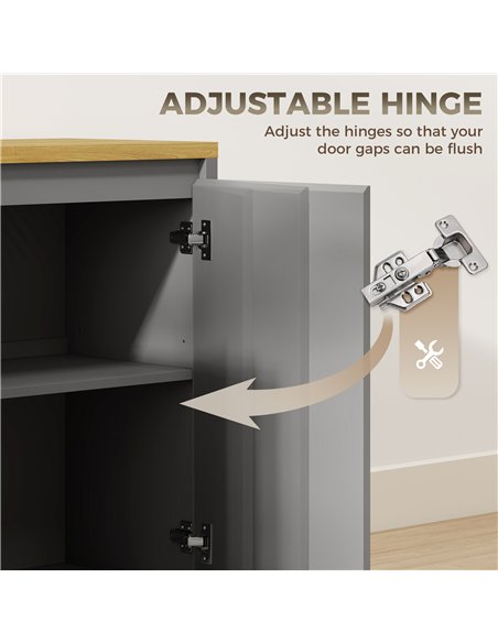 HOMCOM Kitchen Sideboard, Storage Cabinet with Double Doors and Adjustable Shelf for Living Room, Entryway, Grey - pic 211262 | FastDaddyshop