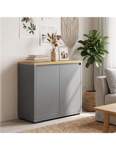HOMCOM Kitchen Sideboard, Storage Cabinet with Double Doors and Adjustable Shelf for Living Room, Entryway, Grey - pic 211264 | FastDaddyshop