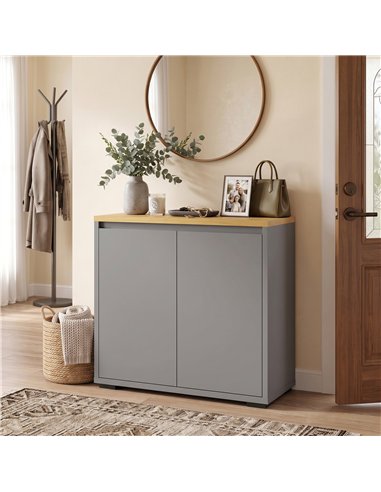 HOMCOM Kitchen Sideboard, Storage Cabinet with Double Doors and Adjustable Shelf for Living Room, Entryway, Grey