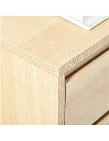 HOMCOM Four-Drawer Office Filing Cabinet, with Wheels - Natural Wood Finish