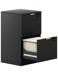 HOMCOM Filing Cabinet, Fluted Vertical File Cabinet with 2 Lockable Drawers and Hanging Rails, Black