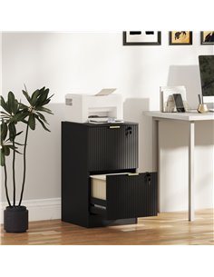 HOMCOM Filing Cabinet, Fluted Vertical File Cabinet with 2 Lockable Drawers and Hanging Rails, Black 2