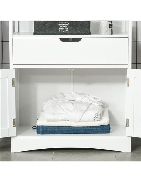 Kleankin Bathroom Free Standing Cabinet with Shelves, Drawer, Doors, White - pic 21128 | FastDaddyshop