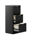 HOMCOM Filing Cabinet, Fluted Vertical File Cabinet with 3 Lockable Drawers and Hanging Rails, Black