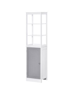 Kleankin Tall Free Standing Bathroom Cabinet, Storage Organiser, White and Grey