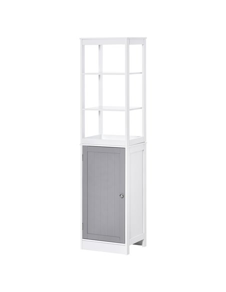 Kleankin Tall Free Standing Bathroom Cabinet, Storage Organiser, White and Grey - pic 21129 | FastDaddyshop