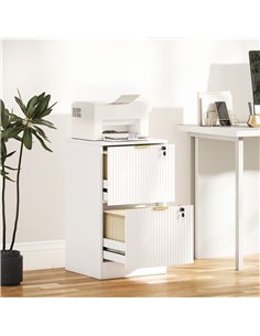 HOMCOM Filing Cabinet, Fluted Vertical File Cabinet with 2 Lockable Drawers and Hanging Rails, White 2